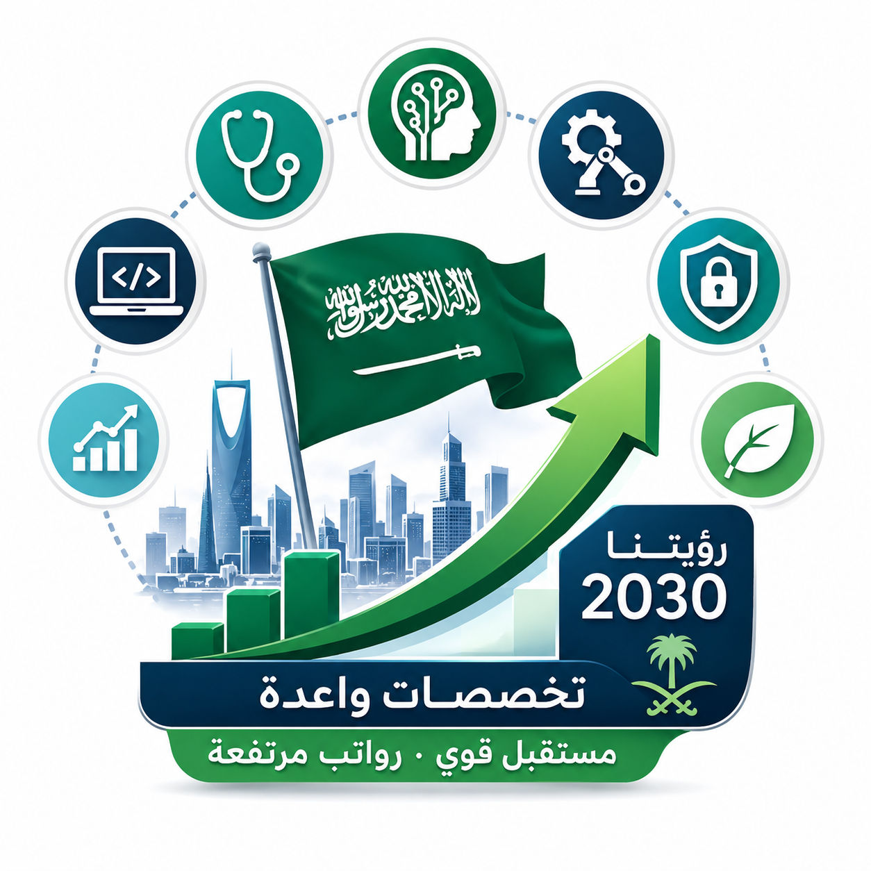 أكثر التخصصات الواعدة في السعودية حتى 2030: دليل شامل لاختيار تخصص له مستقبل قوي ورواتب مرتفعة